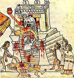 Aztec human sacrifice, from Codex Magliabechiano