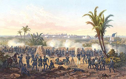 Battle of Vera Cruz. Painting by Carl Nebel, published in 1851 in The War Between the United States and Mexico, Illustrated 