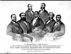 Illustration of the first African Americans to serve as U.S. Senators and Representatives