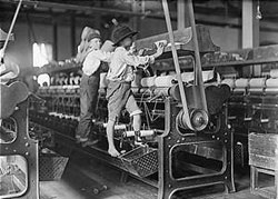 children working in a textile mill