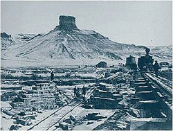 Andrew J. Russell Railway construction in Wyoming near Citadel Rock, 1868