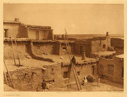 Corner of Zuni adobe houses, c. 1903