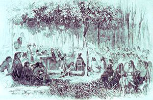 John Taylor, “Treaty Signing at Medicine Lodge Creek,” 1867. Drawing created for Leslie’s Illustrated Gazette