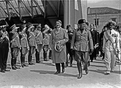 Adolf Hitler and Italian dictator Benito Mussolini