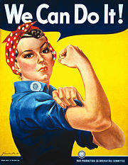 Wartime poster encouraging women to participate in the war effort