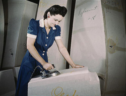 Women working for Goodyear Tire and Rubber Co. making wartime goods