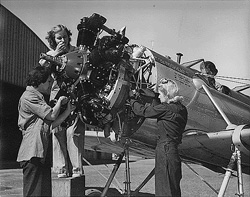 Women working on a plane in the Army Air Corps