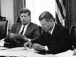 John F. Kennedy and Robert McNamara 