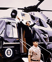Nixon boards the presidential helicopter after his resignation 